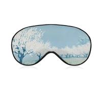 Sleep Eye Mask Spring Tree White Flower Orchard Sleep Mask for Women Men Adjustable Strap Blindfold Eye Cover for Travel Yoga Nap Shift Work