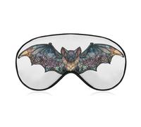 Sleep Eye Mask Stained Glass Black Flower Bat Sleep Mask for Women Men Adjustable Strap Blindfold Eye Cover for Travel Yoga Nap Shift Work