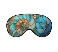 Sleep Eye Mask Stained Glass Iridescent Nautilus Shell Sleep Mask for Women Men Adjustable Strap Blindfold Eye Cover for Travel Yoga Nap Shift Work