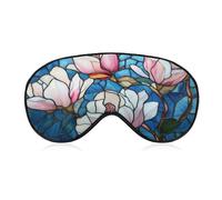 Sleep Eye Mask Stained Glass Magnolia Flowers Sleep Mask for Women Men Adjustable Strap Blindfold Eye Cover for Travel Yoga Nap Shift Work