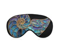 Sleep Eye Mask Stained Glass Shell Turquoise and Blue Sleep Mask for Women Men Adjustable Strap Blindfold Eye Cover for Travel Yoga Nap Shift Work