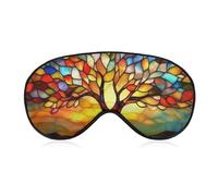 Sleep Eye Mask Stained Glass Tree with Colorful Leaves Sleep Mask for Women Men Adjustable Strap Blindfold Eye Cover for Travel Yoga Nap Shift Work