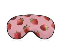 Sleep Eye Mask Strawberries Pattern on Pink Sleep Mask for Women Men Adjustable Strap Blindfold Eye Cover for Travel Yoga Nap Shift Work