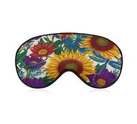 Sleep Eye Mask Sunflowers Corn Poppies and Dragonflies Sleep Mask for Women Men Adjustable Strap Blindfold Eye Cover for Travel Yoga Nap Shift Work