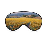 Sleep Eye Mask Sunflowers Field Rolling Hills Rustic Farmhouse Sleep Mask for Women Men Adjustable Strap Blindfold Eye Cover for Travel Yoga Nap Shift Work