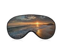Sleep Eye Mask Sunset Over Ocean with Beach Sleep Mask for Women Men Adjustable Strap Blindfold Eye Cover for Travel Yoga Nap Shift Work