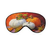 Sleep Eye Mask Three Autumn Pumpkins White Orange Sleep Mask for Women Men Adjustable Strap Blindfold Eye Cover for Travel Yoga Nap Shift Work