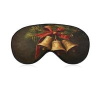 Sleep Eye Mask Three Golden Bells on Pine Tree Branch Sleep Mask for Women Men Adjustable Strap Blindfold Eye Cover for Travel Yoga Nap Shift Work