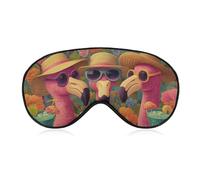 Sleep Eye Mask Three Pink Flamingos Wearing Hats Sunglasses Sleep Mask for Women Men Adjustable Strap Blindfold Eye Cover for Travel Yoga Nap Shift Work