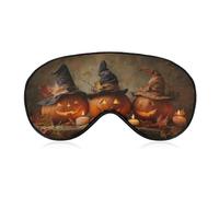 Sleep Eye Mask Three Pumpkins Witch Hats Sleep Mask for Women Men Adjustable Strap Blindfold Eye Cover for Travel Yoga Nap Shift Work