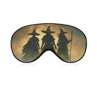 Sleep Eye Mask Three Witches Wide-Brimmed Hats Sleep Mask for Women Men Adjustable Strap Blindfold Eye Cover for Travel Yoga Nap Shift Work