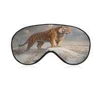 Sleep Eye Mask Tiger Standing in A Vast Ice Age Tundra Sleep Mask for Women Men Adjustable Strap Blindfold Eye Cover for Travel Yoga Nap Shift Work