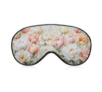 Sleep Eye Mask Tulips and Peonies in Pinks Whites Yellow Sleep Mask for Women Men Adjustable Strap Blindfold Eye Cover for Travel Yoga Nap Shift Work
