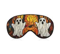 Sleep Eye Mask Two Scary Ghost with Pumpkin Halloween Sleep Mask for Women Men Adjustable Strap Blindfold Eye Cover for Travel Yoga Nap Shift Work