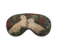 Sleep Eye Mask Two Turtle Doves with Holly Trimmings Surrealist Sleep Mask for Women Men Adjustable Strap Blindfold Eye Cover for Travel Yoga Nap Shift Work
