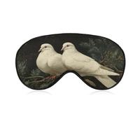 Sleep Eye Mask Two White Doves Perched on Evergreen Branch Sleep Mask for Women Men Adjustable Strap Blindfold Eye Cover for Travel Yoga Nap Shift Work