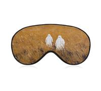 Sleep Eye Mask Two White Ghosts in Reed Field Sleep Mask for Women Men Adjustable Strap Blindfold Eye Cover for Travel Yoga Nap Shift Work