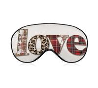 Sleep Eye Mask Valentine Word Love with Leopard Plaid Pattern Sleep Mask for Women Men Adjustable Strap Blindfold Eye Cover for Travel Yoga Nap Shift Work