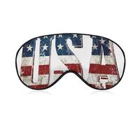 Sleep Eye Mask Vintage Distressed Letters USA with Flag Pattern Sleep Mask for Women Men Adjustable Strap Blindfold Eye Cover for Travel Yoga Nap Shift Work