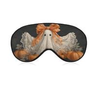 Sleep Eye Mask Vintage Halloween Whimsical Ghost Floral Lace Sleep Mask for Women Men Adjustable Strap Blindfold Eye Cover for Travel Yoga Nap Shift Work
