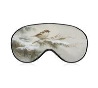 Sleep Eye Mask Vintage Sparrow Perched on an Evergreen Branch Sleep Mask for Women Men Adjustable Strap Blindfold Eye Cover for Travel Yoga Nap Shift Work