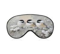 Sleep Eye Mask Vintage Three Bird Perched on Pine Branches Sleep Mask for Women Men Adjustable Strap Blindfold Eye Cover for Travel Yoga Nap Shift Work