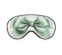 Sleep Eye Mask Vivid Plain Light Sage Green Satin Bow Sleep Mask for Women Men Adjustable Strap Blindfold Eye Cover for Travel Yoga Nap Shift Work