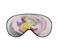 Sleep Eye Mask Watercolor an Oyster on Simple Plate Sleep Mask for Women Men Adjustable Strap Blindfold Eye Cover for Travel Yoga Nap Shift Work