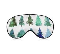 Sleep Eye Mask Watercolor Pine Tree Green Blue Sleep Mask for Women Men Adjustable Strap Blindfold Eye Cover for Travel Yoga Nap Shift Work