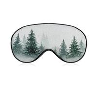 Sleep Eye Mask Watercolor Snow Falling on Pine Trees Sleep Mask for Women Men Adjustable Strap Blindfold Eye Cover for Travel Yoga Nap Shift Work