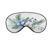 Sleep Eye Mask Watercolor Winter Flowers Pine Tree Leaves Sleep Mask for Women Men Adjustable Strap Blindfold Eye Cover for Travel Yoga Nap Shift Work