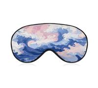 Sleep Eye Mask Waves Aesthetic Colorful Cartoon Sleep Mask for Women Men Adjustable Strap Blindfold Eye Cover for Travel Yoga Nap Shift Work