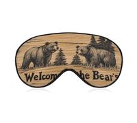 Sleep Eye Mask Welcome to The Bear's Den Wooden Sleep Mask for Women Men Adjustable Strap Blindfold Eye Cover for Travel Yoga Nap Shift Work
