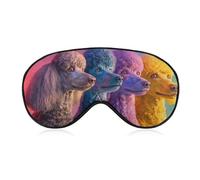 Sleep Eye Mask Whimsical Four Colorful Poodles Sleep Mask for Women Men Adjustable Strap Blindfold Eye Cover for Travel Yoga Nap Shift Work