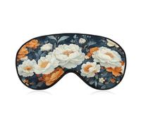 Sleep Eye Mask White and Orange Peonies Chrysanthemums Sleep Mask for Women Men Adjustable Strap Blindfold Eye Cover for Travel Yoga Nap Shift Work