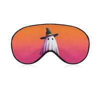 Sleep Eye Mask White Ghost Tiny Black Witch Hat Sleep Mask for Women Men Adjustable Strap Blindfold Eye Cover for Travel Yoga Nap Shift Work