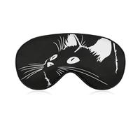 Sleep Eye Mask White Silhouette of A Cute Cat Face Sleep Mask for Women Men Adjustable Strap Blindfold Eye Cover for Travel Yoga Nap Shift Work