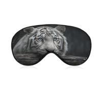 Sleep Eye Mask White Tiger with Blue Eyes Sleep Mask for Women Men Adjustable Strap Blindfold Eye Cover for Travel Yoga Nap Shift Work