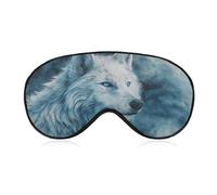 Sleep Eye Mask White Wolf with Blue Eyes Fantasy Sleep Mask for Women Men Adjustable Strap Blindfold Eye Cover for Travel Yoga Nap Shift Work