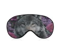 Sleep Eye Mask Wolf with Roses Fantasy Sleep Mask for Women Men Adjustable Strap Blindfold Eye Cover for Travel Yoga Nap Shift Work