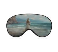 Sleep Eye Mask Woman Alone Standing on Beach Sleep Mask for Women Men Adjustable Strap Blindfold Eye Cover for Travel Yoga Nap Shift Work