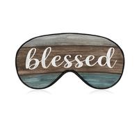 Sleep Eye Mask Wooden Board with The Words Blessed Sleep Mask for Women Men Adjustable Strap Blindfold Eye Cover for Travel Yoga Nap Shift Work