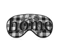 Sleep Eye Mask Word Home and Flowers Wreath Sleep Mask for Women Men Adjustable Strap Blindfold Eye Cover for Travel Yoga Nap Shift Work