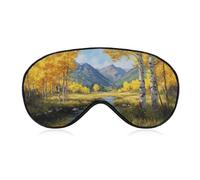 Sleep Eye Mask Yellow Aspen Trees Mountains River Sleep Mask for Women Men Adjustable Strap Blindfold Eye Cover for Travel Yoga Nap Shift Work