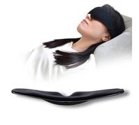 SLEEP FOCUS Adjustable Sleep Mask - Blackout Eye Mask with Hook-and-Loop Straps for Travel, Shift Work, Low Nose Bridge - Soft & Giftable (Black(Hook-and-Loop Tape))