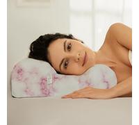 SLEEP & GLOW Omnia Premium Silk Anti-Aging Beauty Pillow Fights Sleep Wrinkles with Orthopedic Height Adjustable Memory Foam for Sleeping on Back and Side (Made in Italy) + Pink Marble Silk Pillowcase