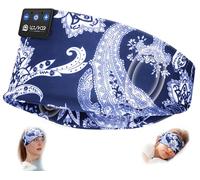 Sleep Headphones, Headband Headphones for Sleeping and Sport with Thin Bluetooth Speakers, Wireless Music Earphones Tech Gifts for Men Women Teens Yoga Workout Fitness Relax Travel Flower Navy Blue