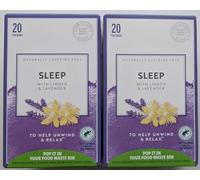 Sleep Herbal Tea with Linden & Lavender - Naturally Caffeine Free Bedtime Blend - Chamomile, Lemon Balm, Passion Flower & Valerian - 2 x 20 Biodegradable Tea Bags