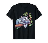 Sleep Hippo Sleepy Animal Hippo Lover Tree Branch Napping T-Shirt