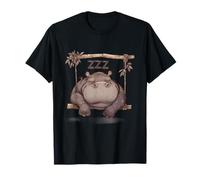 Sleep Hippo Tree Branch Napping Sleepy Animal Hippo Lover T-Shirt